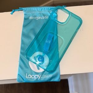 iPhone 12/13 pro max clear blue neon loopy case